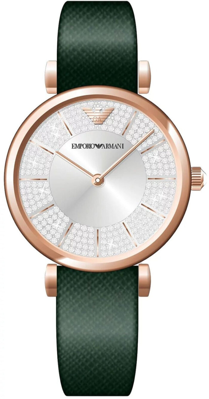 Emporio Armani Pro Planet Analog Silver Dial Green Leather Strap Watch For Women - AR11517 - Image 2